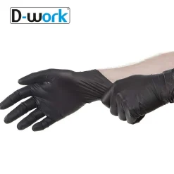 D-Work 100 Gants Nitrile Noirs Non Poudrés Taille XL (9/10) Résistants et Confortables Usage Alimentaire ou Professionnel -