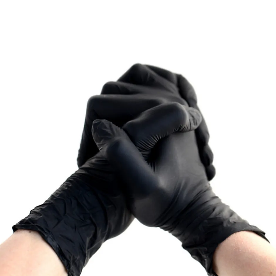 D-Work 1000 Gants Nitrile Noirs Non Poudrés Taille XL (9/10) Résistants et Confortables Usage Alimentaire ou Professionnel -