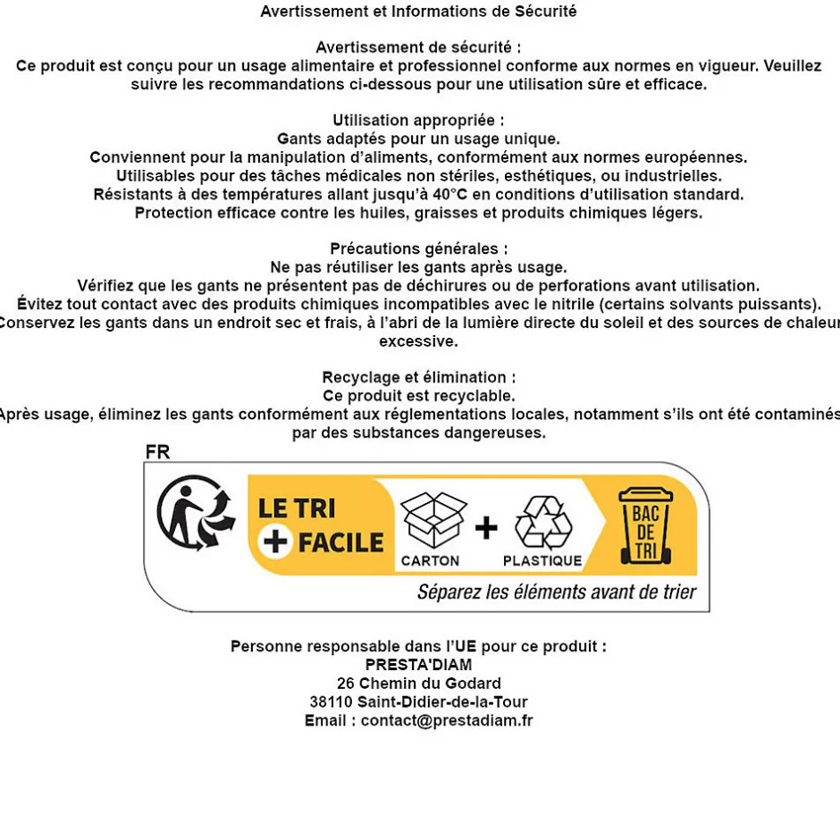 D-Work 100 Gants Nitrile Noirs Non Poudrés Taille M (7/8) Résistants et Confortables Usage Alimentaire ou Professionnel -