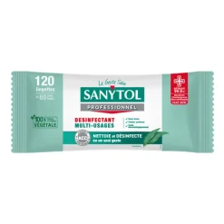 Sanytol 120 lingettes désinfectantes multi-usages eucalyptus 0,2L