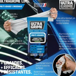 Ultragrime 40 lingettes multi-usages premium XXL L.38 x l.25 cm