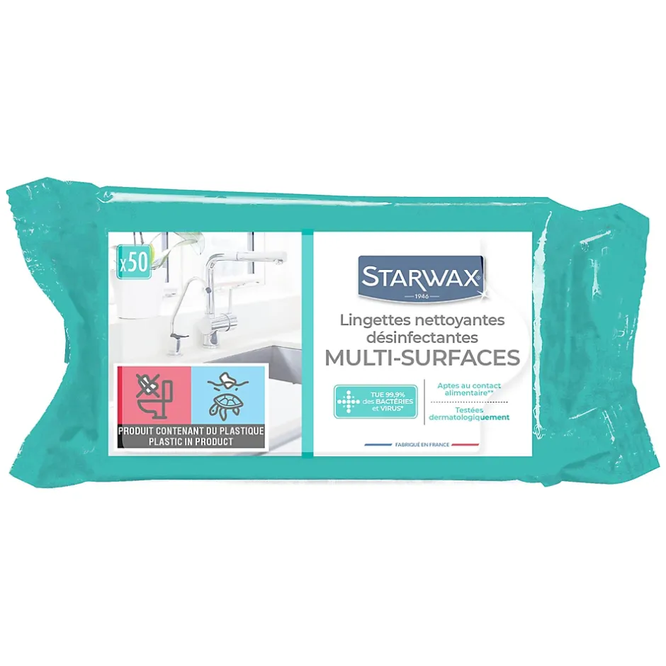 Starwax 50 lingettes nettoyantes désinfectantes Discount