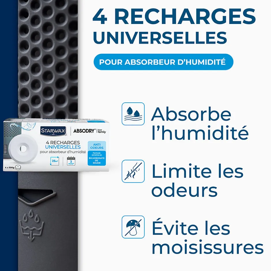 Starwax 4 recharges de 500g universelles pour absorbeur d'humidité
