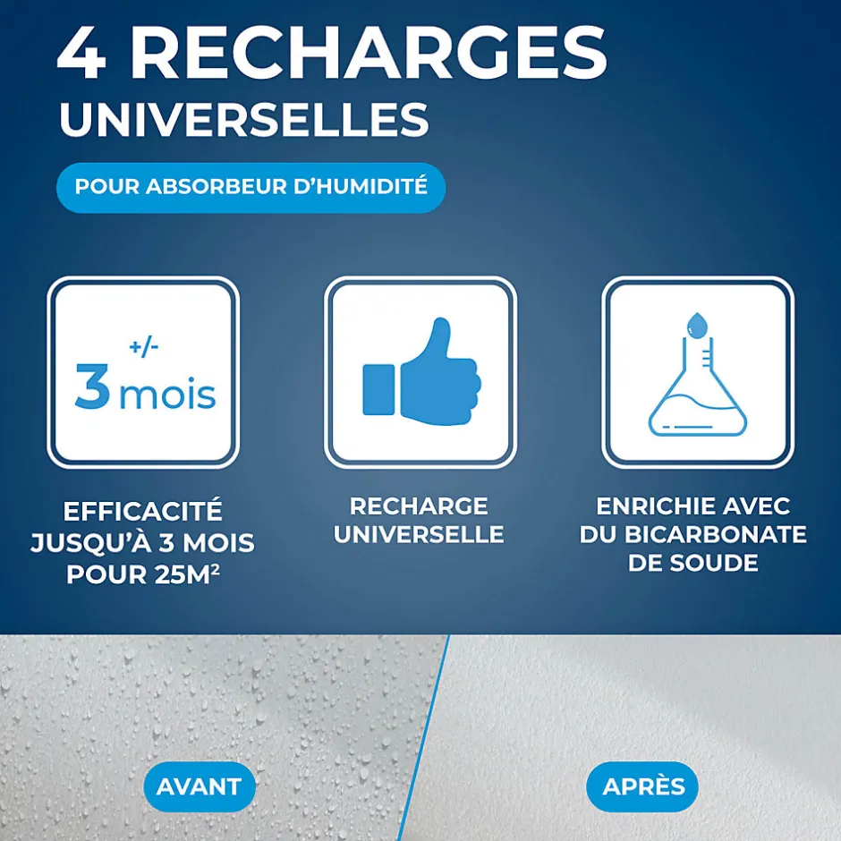 Starwax 4 recharges de 500g universelles pour absorbeur d'humidité