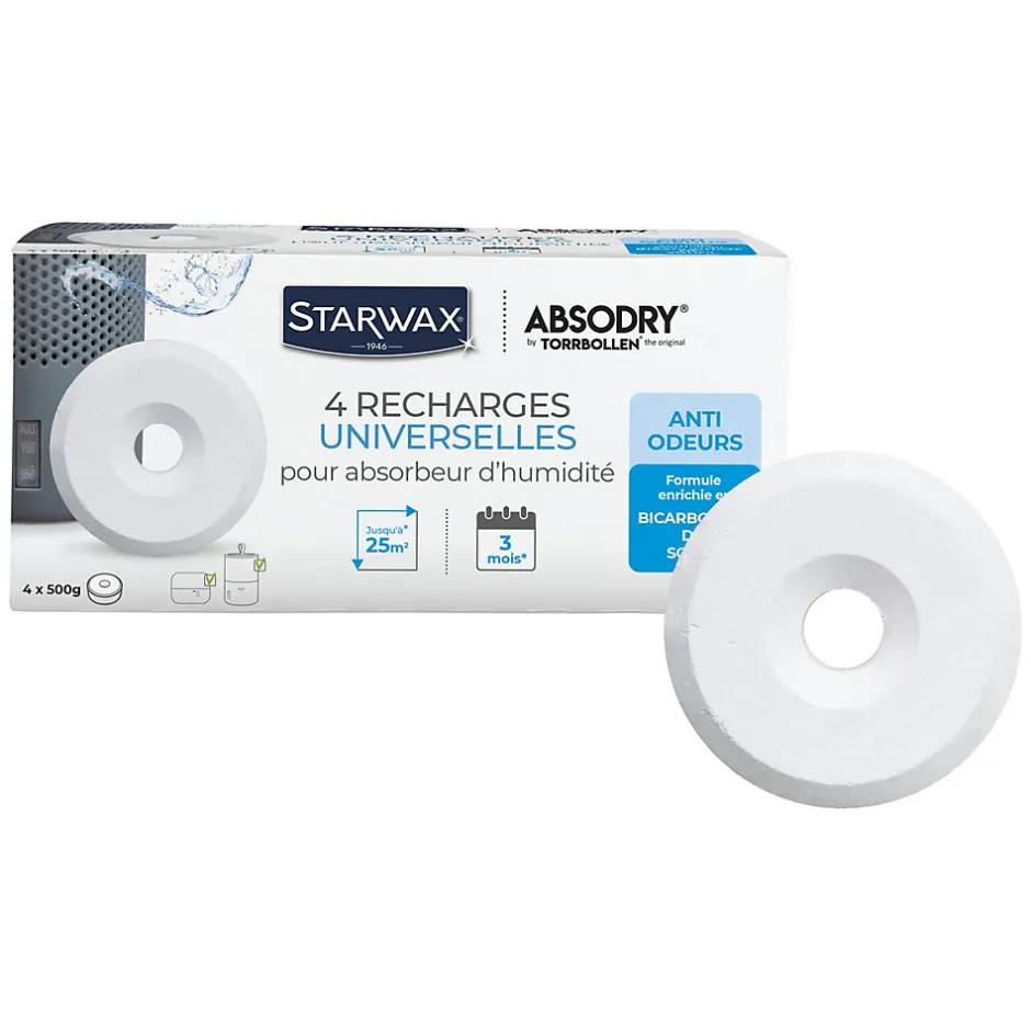 Starwax 4 recharges de 500g universelles pour absorbeur d'humidité