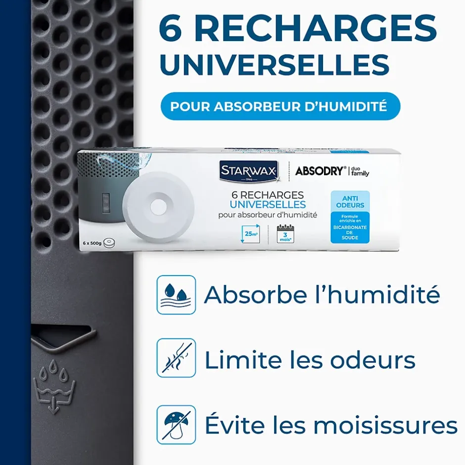Starwax 6 recharges de 500g universelles pour absorbeur d'humidité New