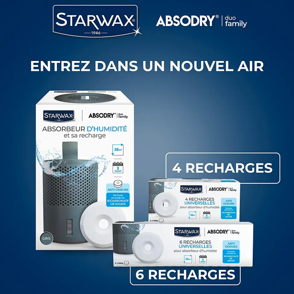 Starwax 6 recharges de 500g universelles pour absorbeur d'humidité New
