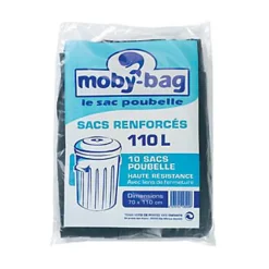 10 sacs poubelle renforcés noirs 110L Best
