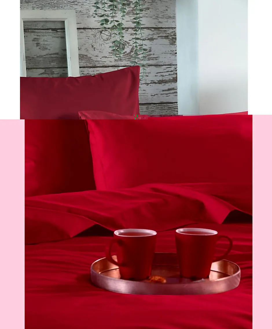 Eden 1 Taie de traversin percale de coton uni 45 x 185 cm Elysee rouge