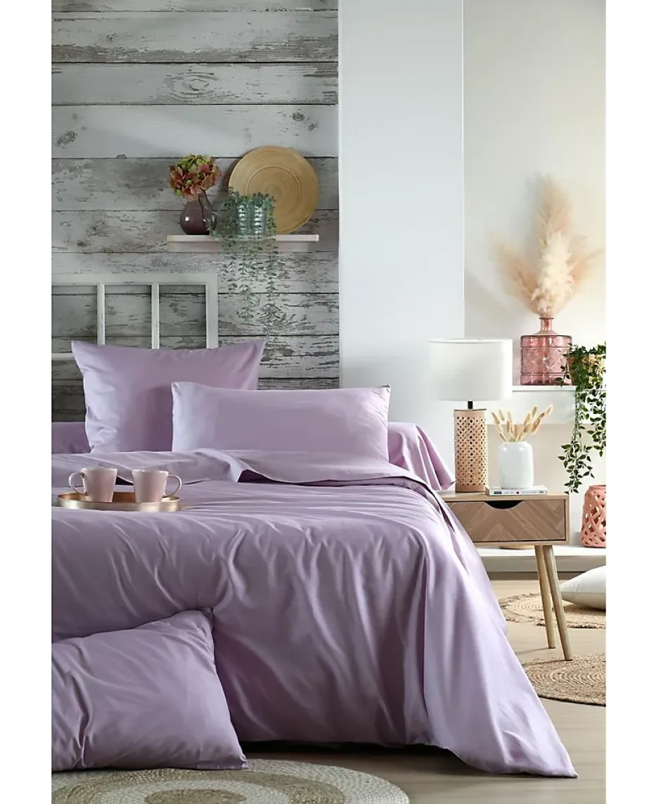 Eden 1 Taie de traversin percale de coton uni 45 x 185 cm Elysee violet Sale