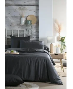 Eden 1 Taie de traversin percale de coton uni 45 x 185 cm Elysee anthracite Online