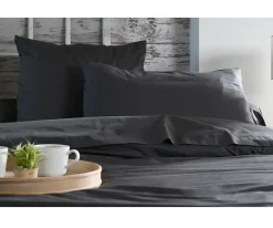 Eden 1 Taie de traversin percale de coton uni 45 x 185 cm Elysee anthracite Online