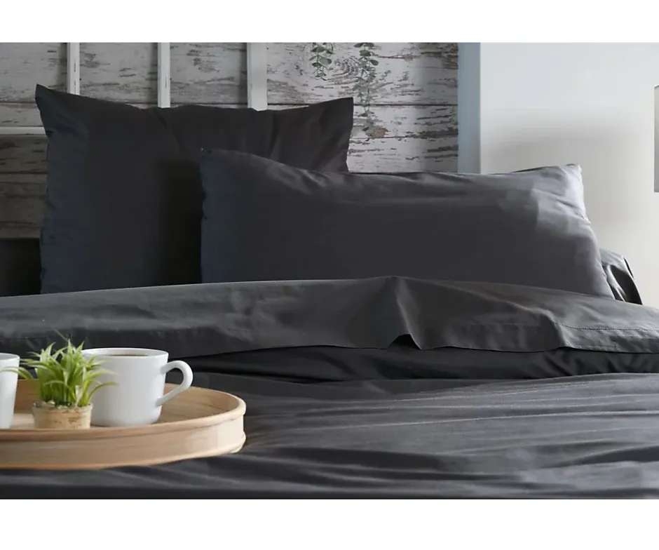 Eden 1 Taie de traversin percale de coton uni 45 x 185 cm Elysee anthracite Online