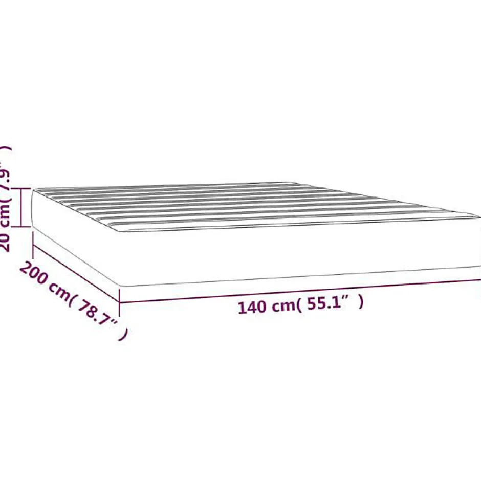 Vidaxl 347809 Matelas de lit à ressorts ensachés Gris foncé 140x200 cm epaisseur 20 cm
