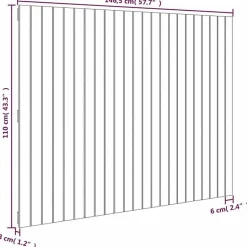 Vidaxl 824947 Tête de lit murale Noir 146,5x3x110 cm Bois massif de pin