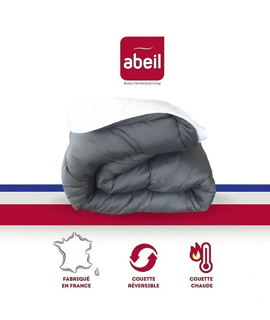Abeil Couette Bicolore - 220 x 240 cm - Blanc et gris Clearance