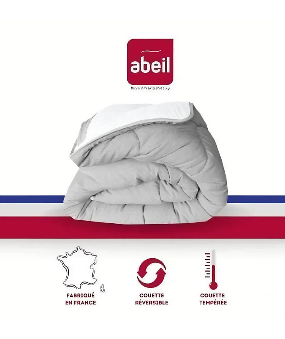 Abeil Couette tempérée BICOLORE 220x240cm - Blanc & Gris chiné