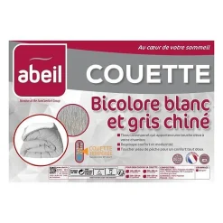 Abeil Couette tempérée BICOLORE 220x240cm - Blanc & Gris chiné