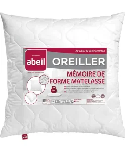 Abeil Oreiller a mémoire de forme matelassé 60x60 cm blanc New
