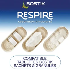 Bostik Absorbeur d'humidité avec 2 tablettes de 250 g Respire pour surface de 25 m² New