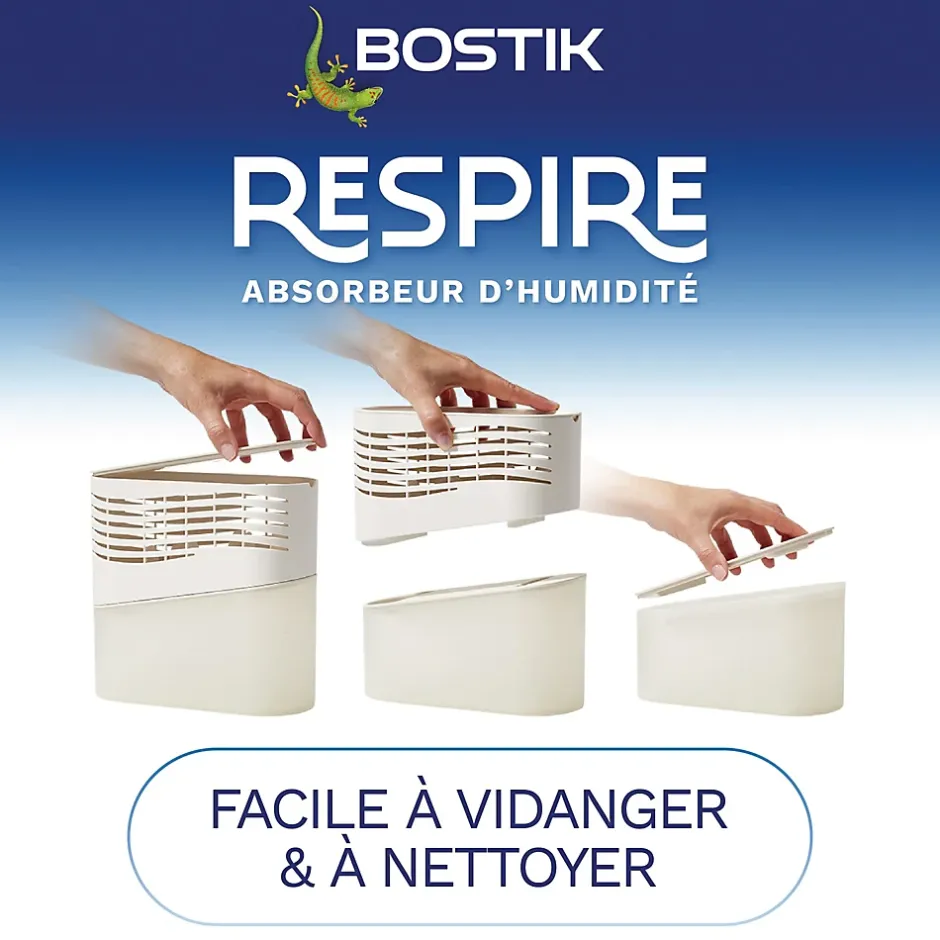 Bostik Absorbeur d'humidité avec 2 tablettes de 250 g Respire pour surface de 25 m² New