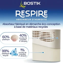 Bostik Absorbeur d'humidité avec 4 tablettes de 250 g Respire pour surface de 25 m²