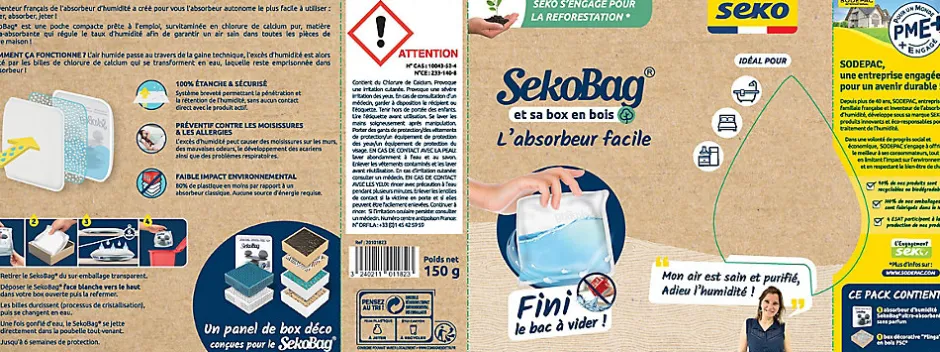 Seko Absorbeur d'humidité avec 1 sachet absorbeur Bag pour surface de 15 m²