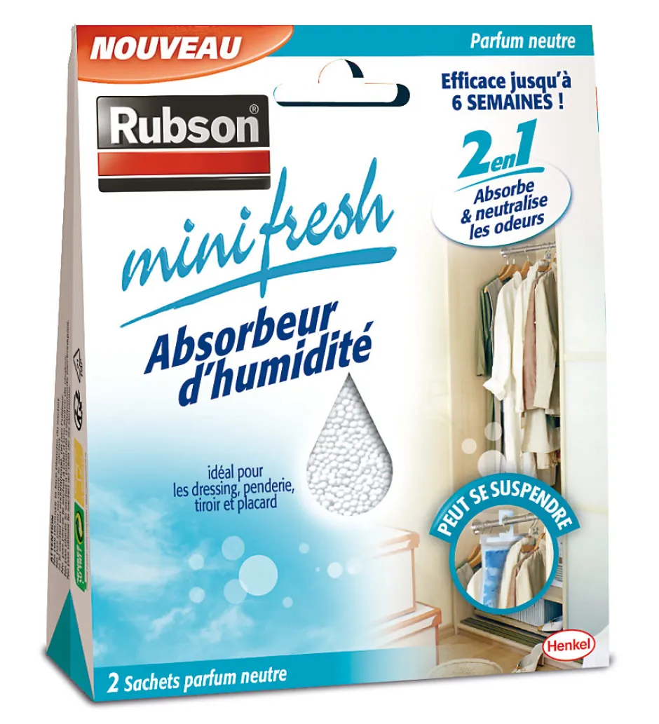 Rubson Absorbeur d'humidité Mini fresh neutre 2x50g