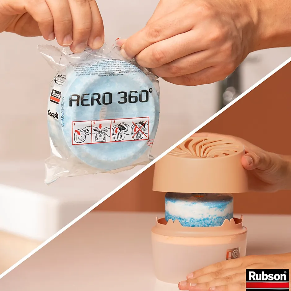 Rubson Absorbeur d'humitidé anti-odeur Aéro 360 20m2 coloris pêche