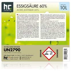 Höfer Chemie Acide Acétique 60 %, 12 x 10 L : Nettoyant Concentré, Et Économique Pour Un Usage Ménager Polyvalent Best