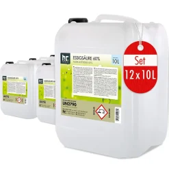 Höfer Chemie Acide Acétique 60 %, 12 x 10 L : Nettoyant Concentré, Et Économique Pour Un Usage Ménager Polyvalent Best