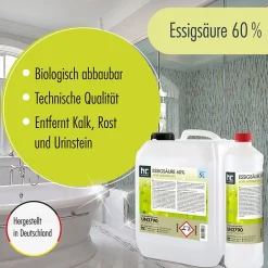 Höfer Chemie Acide Acétique 60 %, 12 x 10 L : Nettoyant Concentré, Et Économique Pour Un Usage Ménager Polyvalent Best