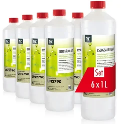 Höfer Chemie Acide Acétique 60 %, 6 x 1 L : Nettoyant Concentré, Et Économique Pour Un Usage Ménager Polyvalent