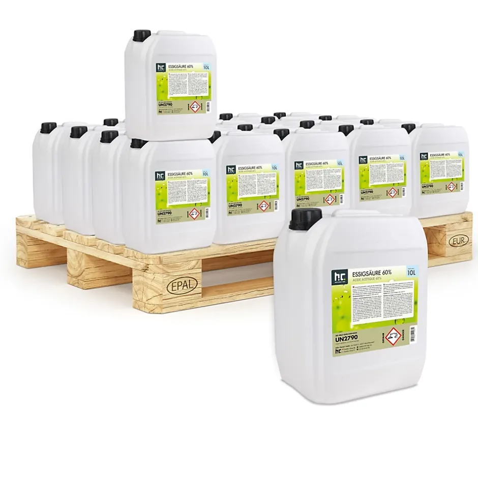 Höfer Chemie Acide Acétique 60 %, 60 x 10 L : Nettoyant Concentré, Et Économique Pour Un Usage Ménager Polyvalent Hot