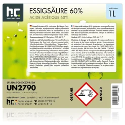Höfer Chemie Acide Acétique 60 %, 24 x 1 L : Nettoyant Concentré, Et Économique Pour Un Usage Ménager Polyvalent Outlet