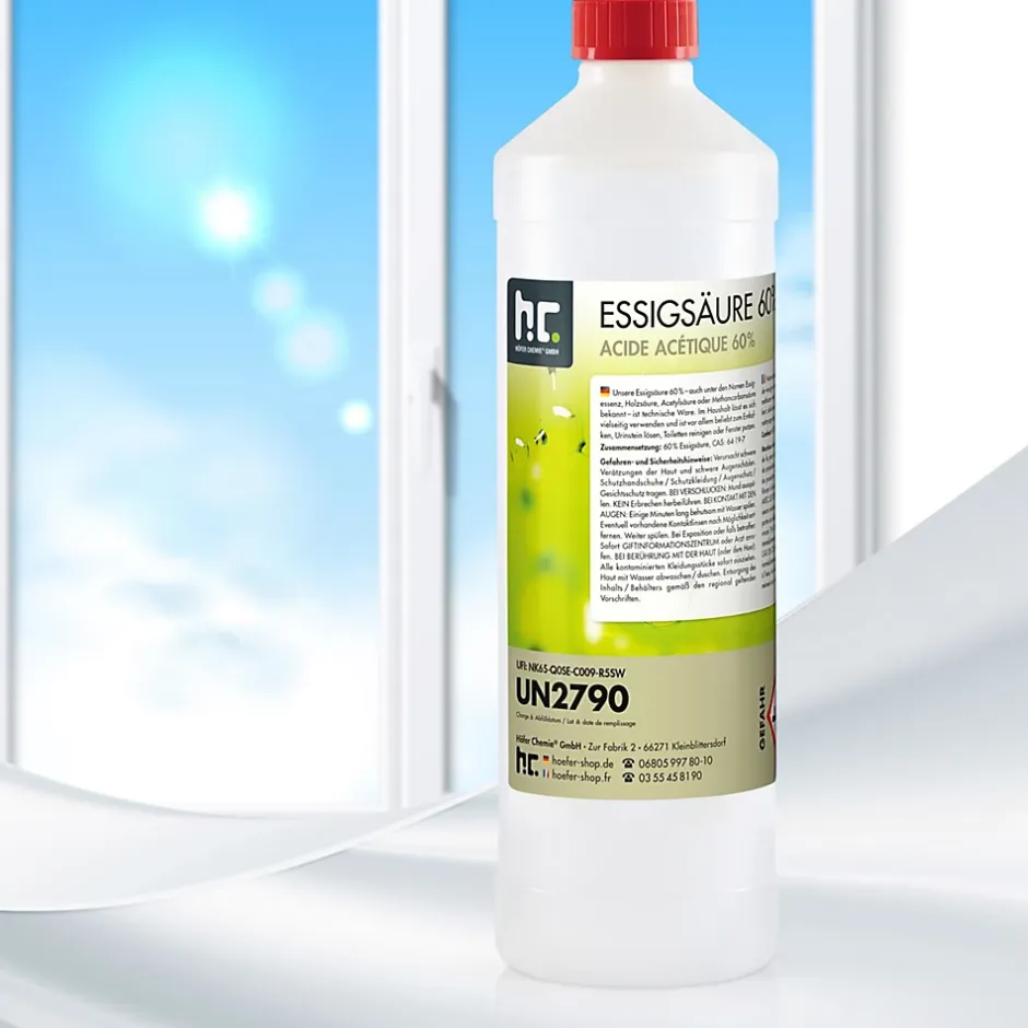 Höfer Chemie Acide Acétique 60 %, 24 x 1 L : Nettoyant Concentré, Et Économique Pour Un Usage Ménager Polyvalent Outlet