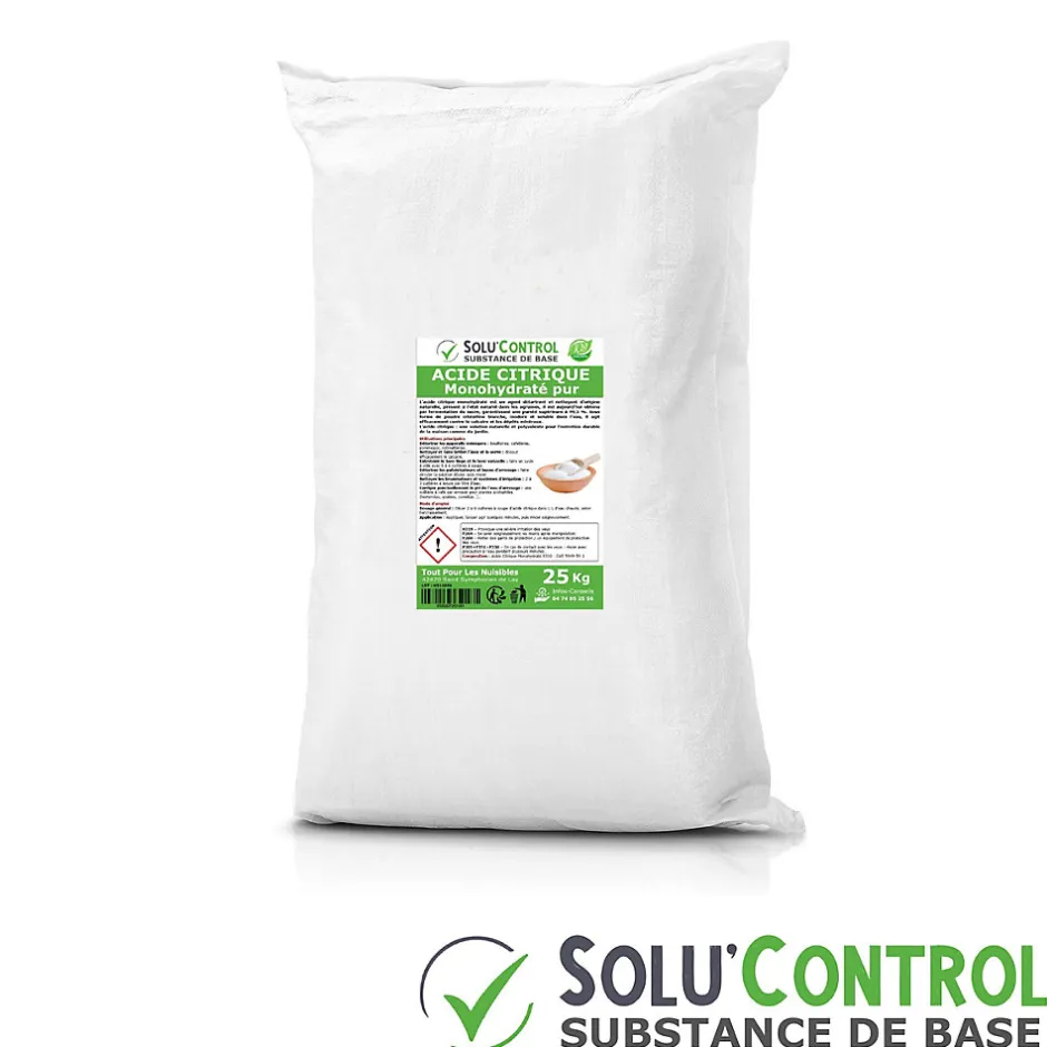 Tout Pour Les Nuisibles Acide citrique monohydraté pur 25 kg - 100% d'origine naturel - Nettoyer, détartrer, raviver l'inox et corriger le pH