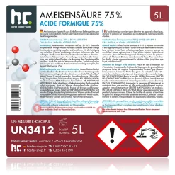 Höfer Chemie Acide Formique 75 % 1 x 5 L, Puissant Nettoyant Technique Pour Détartrage, Décapage Et Traitement Du Cuir Hot
