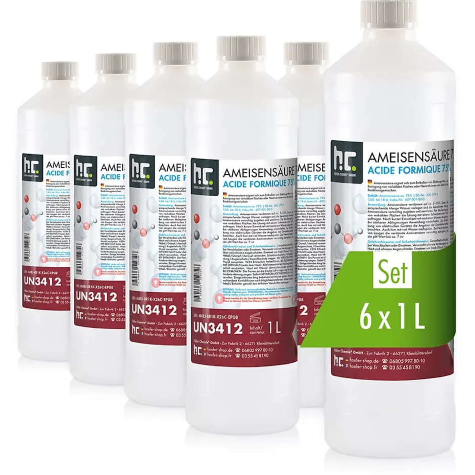 Höfer Chemie Acide Formique 75 % 15 x 1 L, Puissant Nettoyant Technique Pour Détartrage, Décapage Et Traitement Du Cuir Outlet