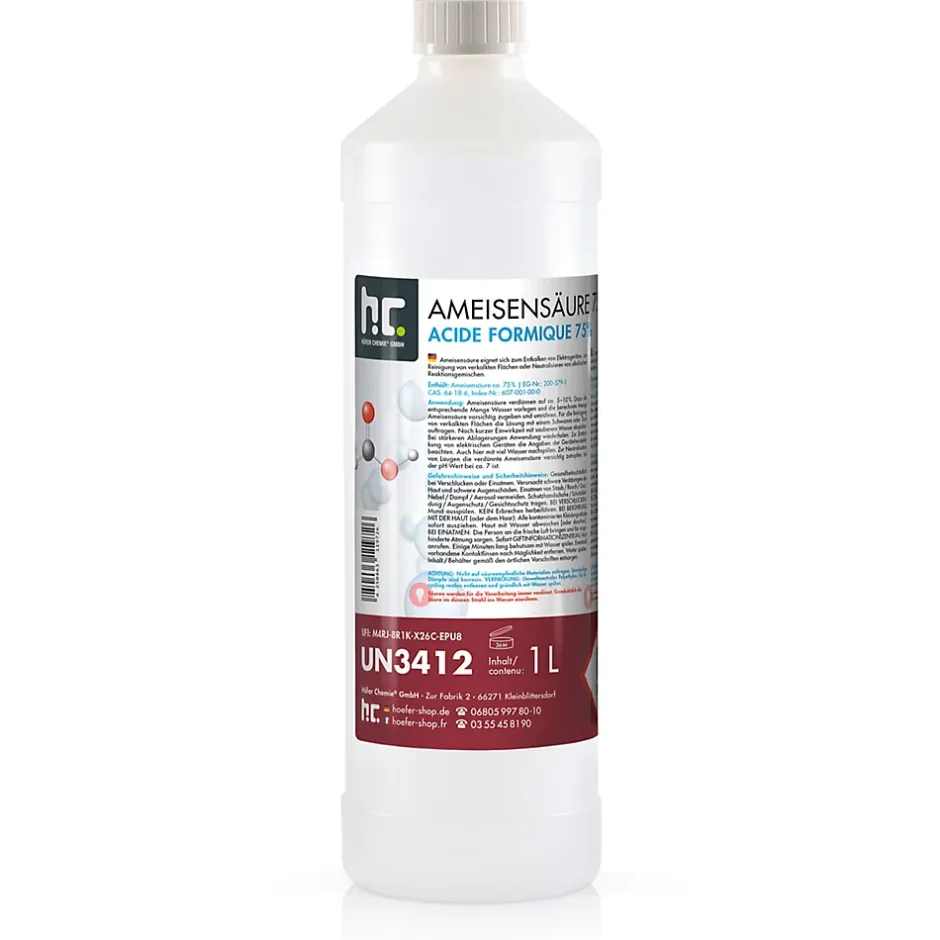 Höfer Chemie Acide Formique 75 % 15 x 1 L, Puissant Nettoyant Technique Pour Détartrage, Décapage Et Traitement Du Cuir Outlet