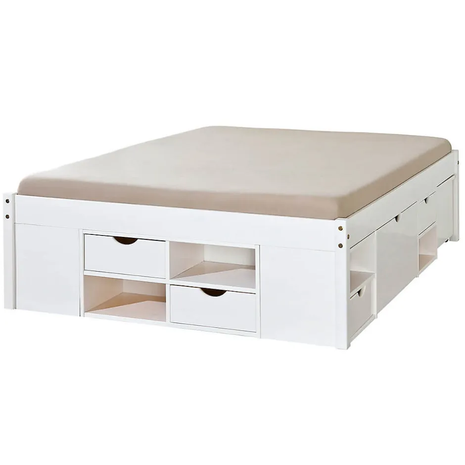 Altobuy ALASKA - Lit 180x200cm multi-rangement Vernis Blanc