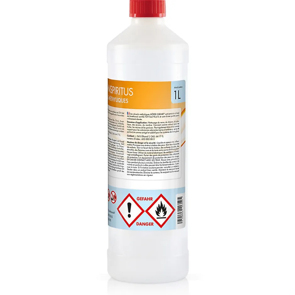 Höfer Chemie Alcool À Brûler 94 % 15 x 1 L, Haute Pureté Pour Nettoyage, Dégraissage Et Antigel Des Vitres Et Surfaces Domestiques