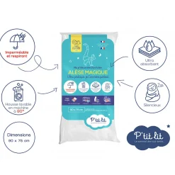 P’Tit Lit Alèse Bébé Imperméable Absorbante - Protège Matelas Lavable à 90 degrés - Tout type de lit : 60x120/70x140/40x80/90x190/50x90