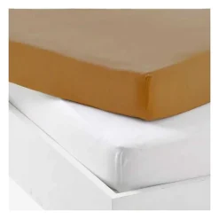 Mon P'Tit Dodo Alèse et drap-housse P'TIT DODO 60 x 120 cm Blanc Caramel - Set 2 pièces