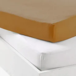 Mon P'Tit Dodo Alèse et drap-housse P'TIT DODO 60 x 120 cm Blanc Caramel - Set 2 pièces
