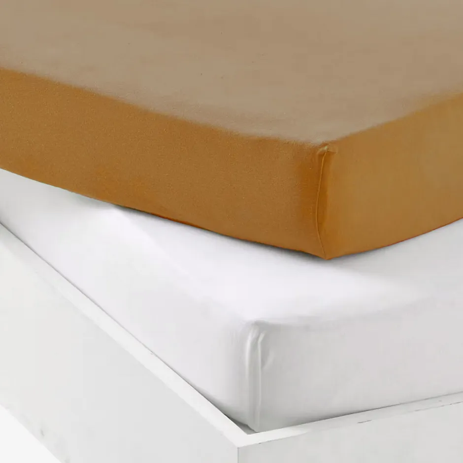 Mon P'Tit Dodo Alèse et drap-housse P'TIT DODO 60 x 120 cm Blanc Caramel - Set 2 pièces