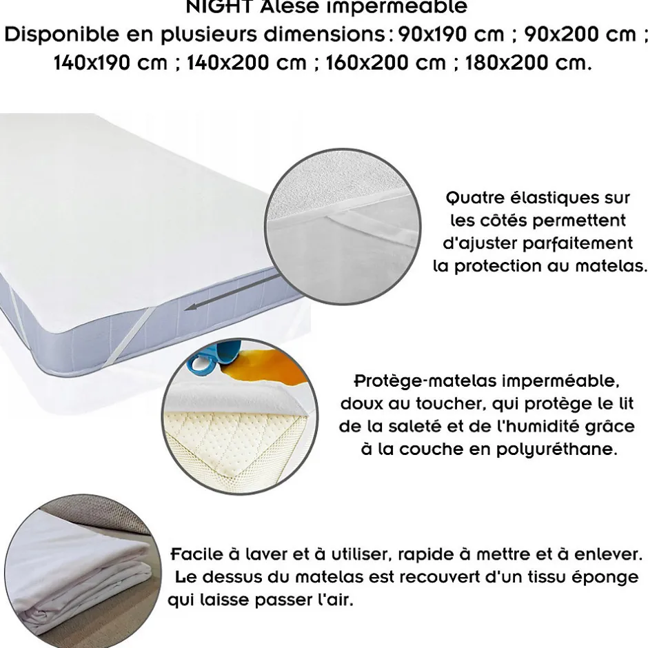 Monmobilierdesign Alèse Protège Matelas Imperméable Avec Coins élastiques 140x190 Cm Outlet
