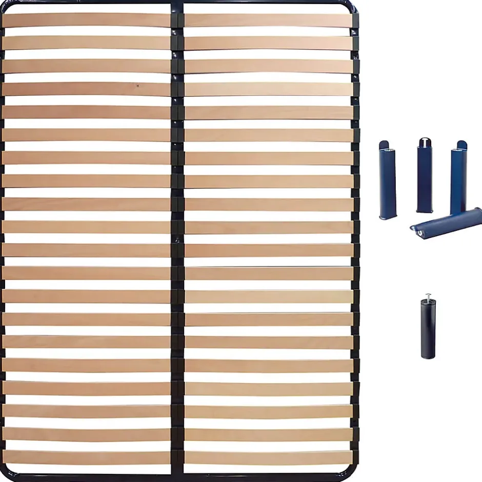 Altobuy ALTOLATTES - Pack Sommier 2x20 Lattes 120x190cm + Pieds bleus + Pied central New