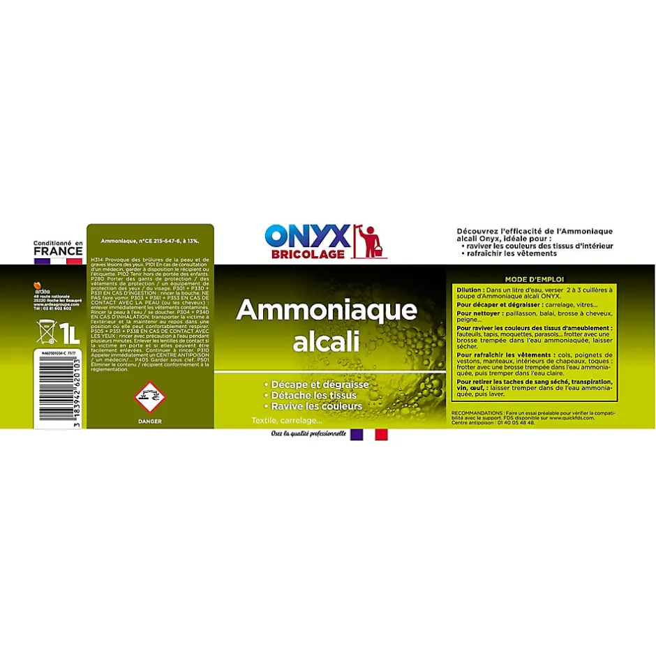 Onyx Ammoniaque alcali 13° bricolage 1L