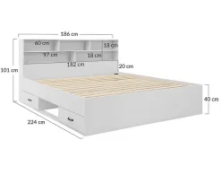 Best Mobilier Andrea - lit avec rangements - 180x200 cm - sommier inclus - bois -